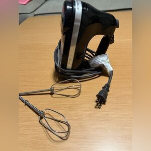 KitchenAid Black and Silver Hand Mixer with Beaters